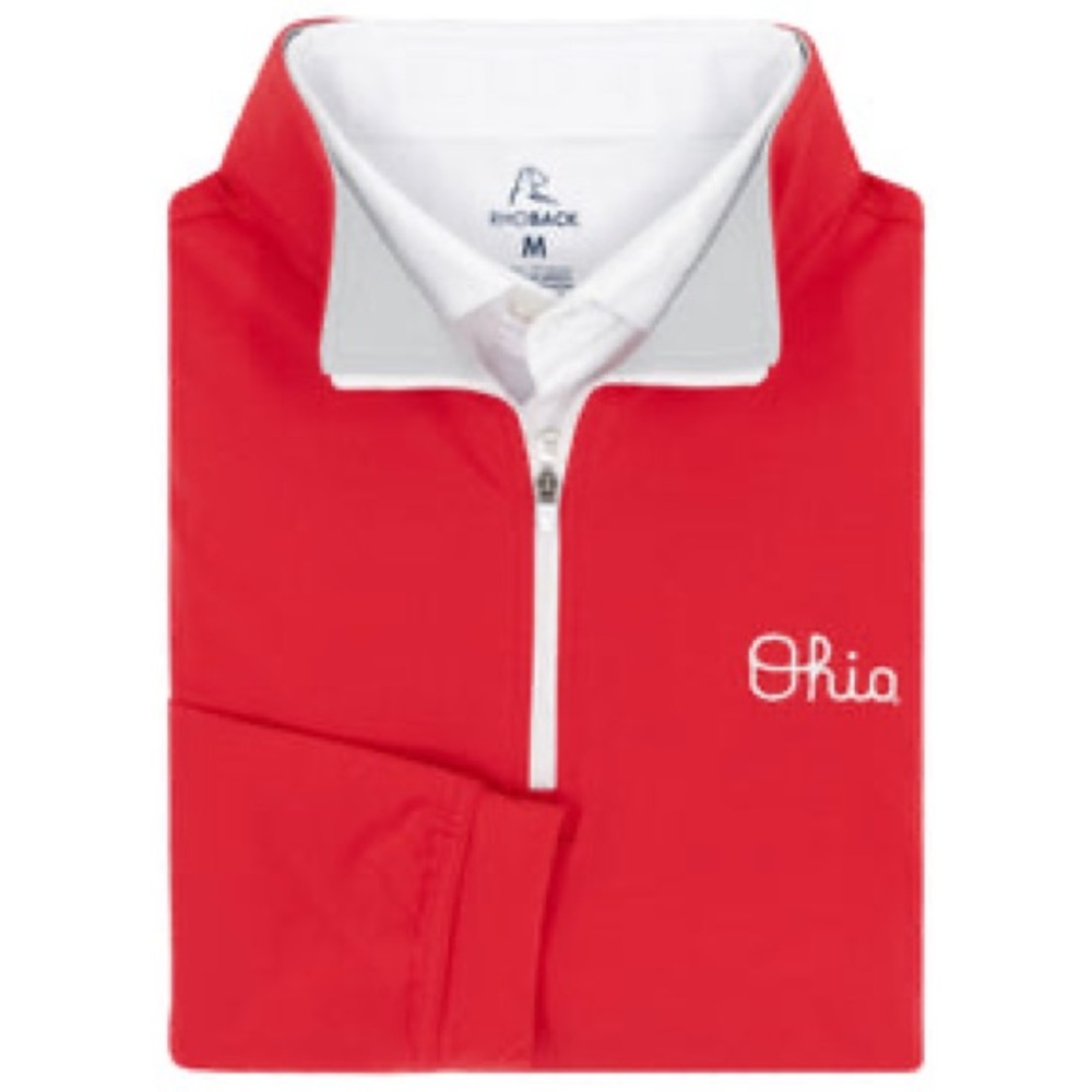 Rhoback NWT Solid Collegiate Q-Zip Ohio State Roar Red XL Quarter Zip Top OSU